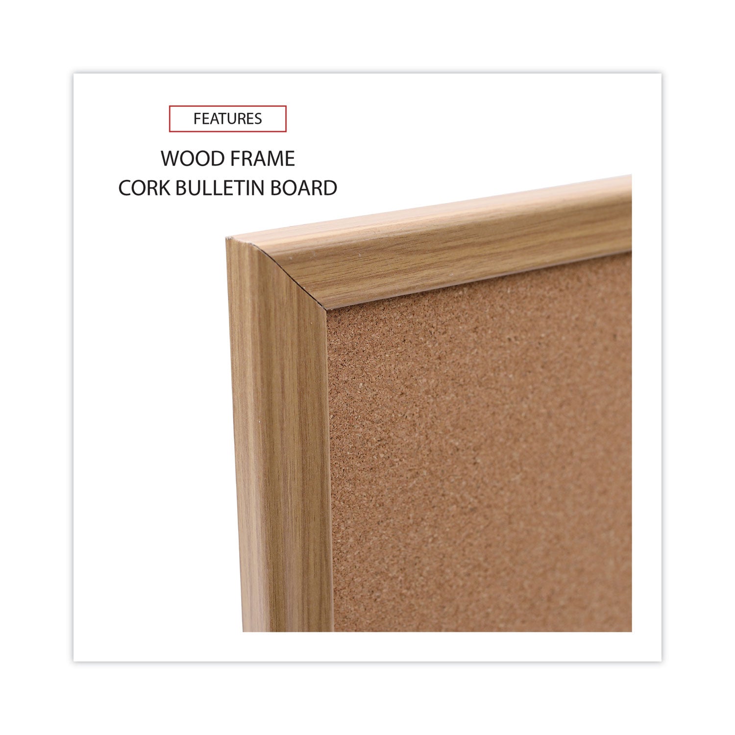 Cork Board with Oak Style Frame, 24 x 18, Tan Surface - 