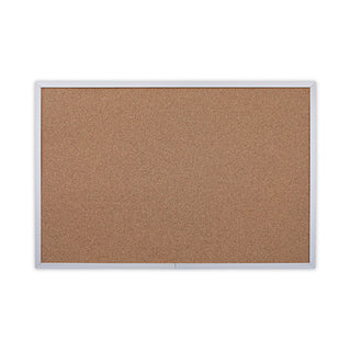 Cork Bulletin Board, 36 x 24, Tan Surface, Aluminum Frame - 