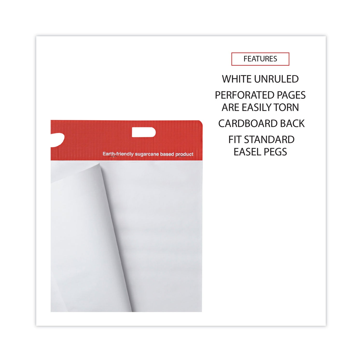 Renewable Resource Sugarcane Based Easel Pads, Unruled, 27 x 34, White, 50 Sheets, 2/Carton - 