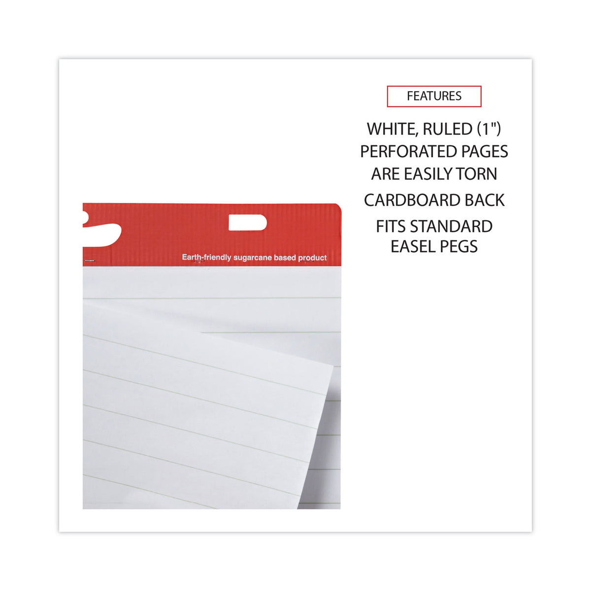 Renewable Resource Sugarcane Based Easel Pads, Presentation Format (1" Rule), 27 x 34, White, 50 Sheets, 2/Carton