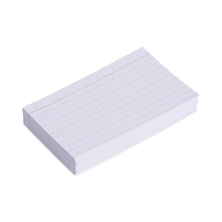 Ruled Index Cards, 3 x 5, White, 100/Pack