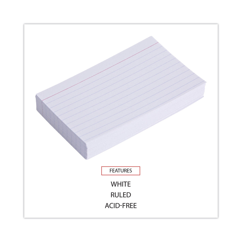 Ruled Index Cards, 3 x 5, White, 100/Pack