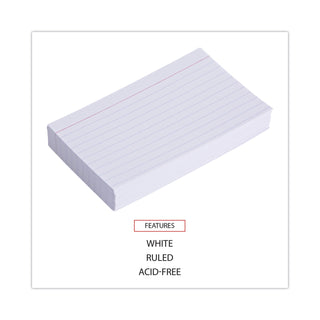 Ruled Index Cards, 3 x 5, White, 100/Pack