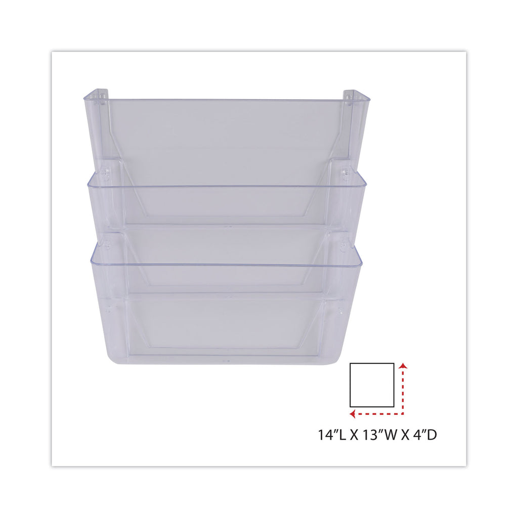 Wall Files, 3 Sections, Letter Size, 13" x 4" x 14", Clear, 3/Set