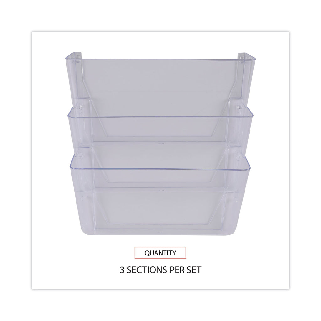 Wall Files, 3 Sections, Letter Size, 13" x 4" x 14", Clear, 3/Set
