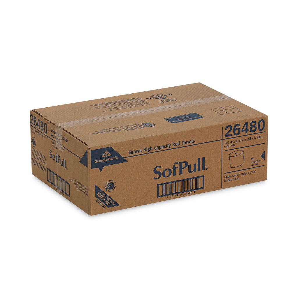 Hardwound Roll Paper Towel, Nonperforated, 1-Ply, 7.87" x 1,000 ft, Brown, 6 Rolls/Carton