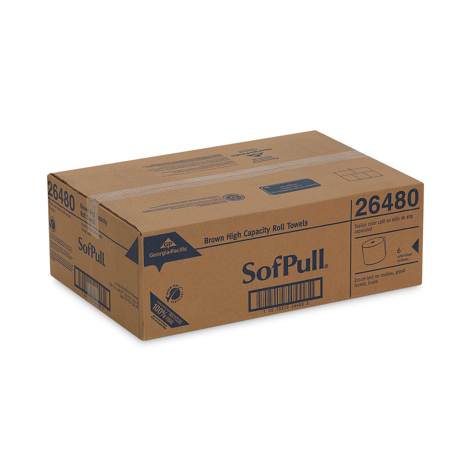 Hardwound Roll Paper Towel, Nonperforated, 1-Ply, 7.87" x 1,000 ft, Brown, 6 Rolls/Carton