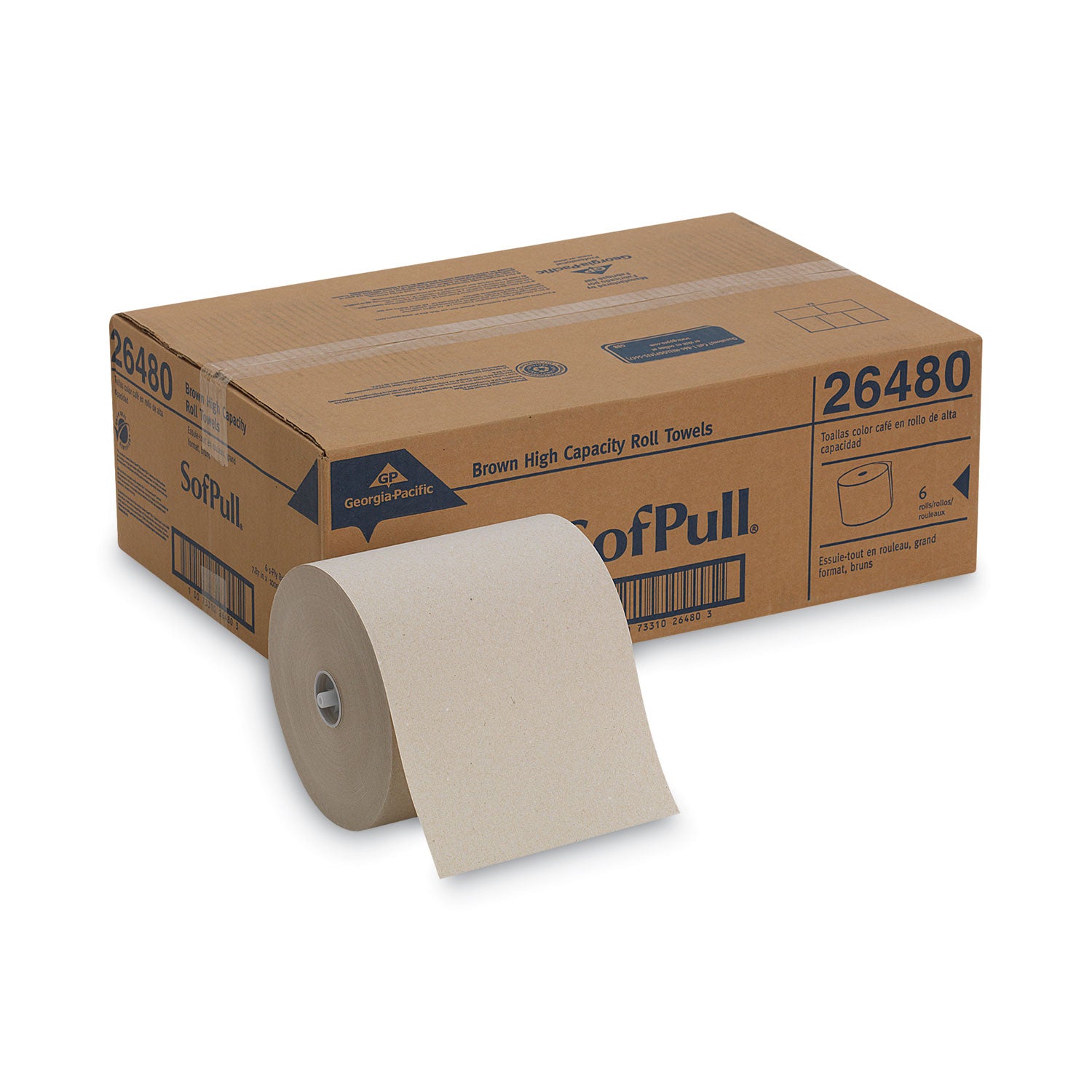 Hardwound Roll Paper Towel, Nonperforated, 1-Ply, 7.87" x 1,000 ft, Brown, 6 Rolls/Carton