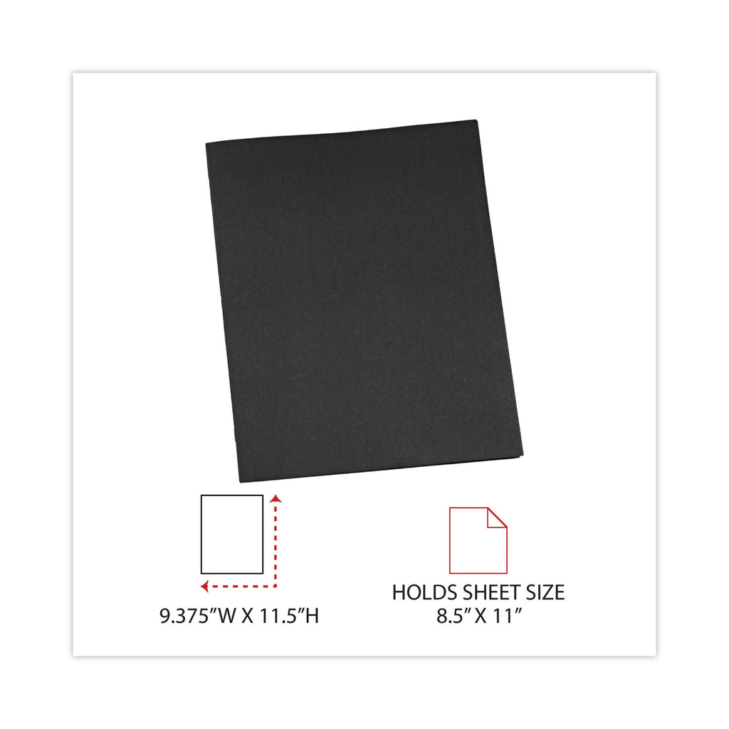 Two-Pocket Portfolios with Tang Fasteners, 0.5" Capacity, 11 x 8.5, Black, 25/Box - 