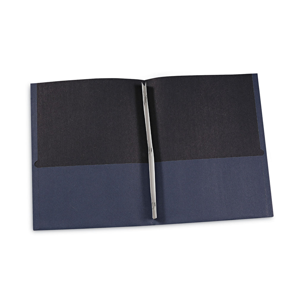 Two-Pocket Portfolios with Tang Fasteners, 0.5" Capacity, 11 x 8.5, Dark Blue, 25/Box - 
