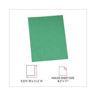 Two-Pocket Portfolios with Tang Fasteners, 0.5" Capacity, 11 x 8.5, Green, 25/Box - 