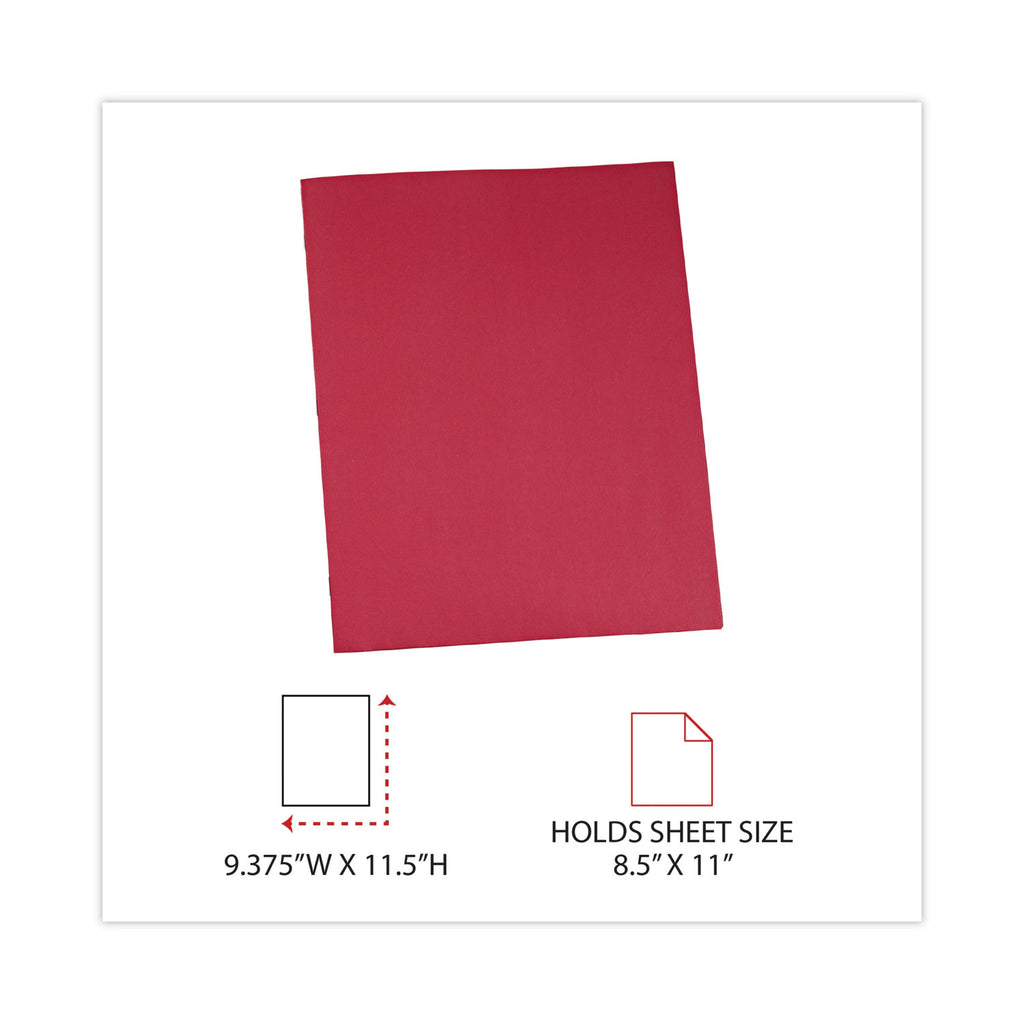 Two-Pocket Portfolios with Tang Fasteners, 0.5" Capacity, 11 x 8.5, Red, 25/Box - 