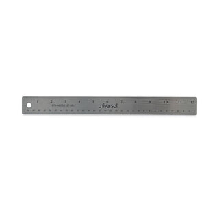 Stainless Steel Ruler with Cork Back and Hanging Hole, Standard/Metric, 12" Long - 