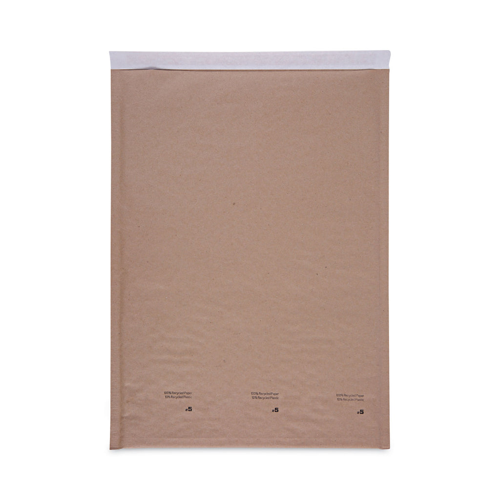 Natural Self-Seal Cushioned Mailer, #5, Barrier Bubble Air Cell Cushion, Self-Adhesive Closure, 10.5 x 16, Kraft, 80/Carton