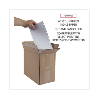 Continuous-Feed Index Cards, Unruled, 3 x 5, White, 4,000/Carton - 
