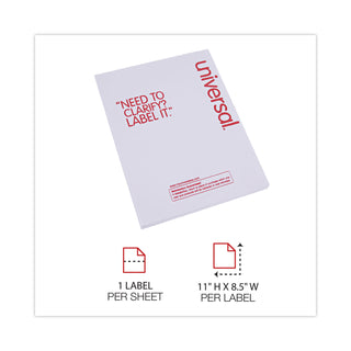 Copier Mailing Labels, Copiers, 8.5 x 11, White, 100/Box - 