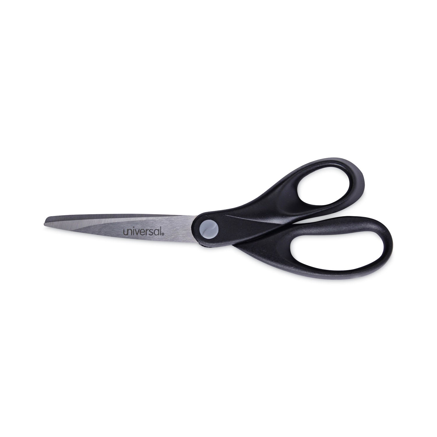 Stainless Steel Office Scissors, 8" Long, 3.75" Cut Length, Black Straight Handle - 