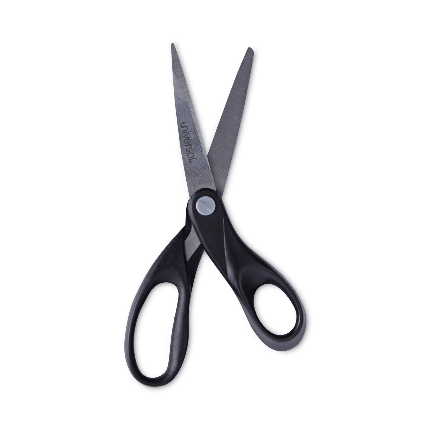 Stainless Steel Office Scissors, 8" Long, 3.75" Cut Length, Black Straight Handle - 