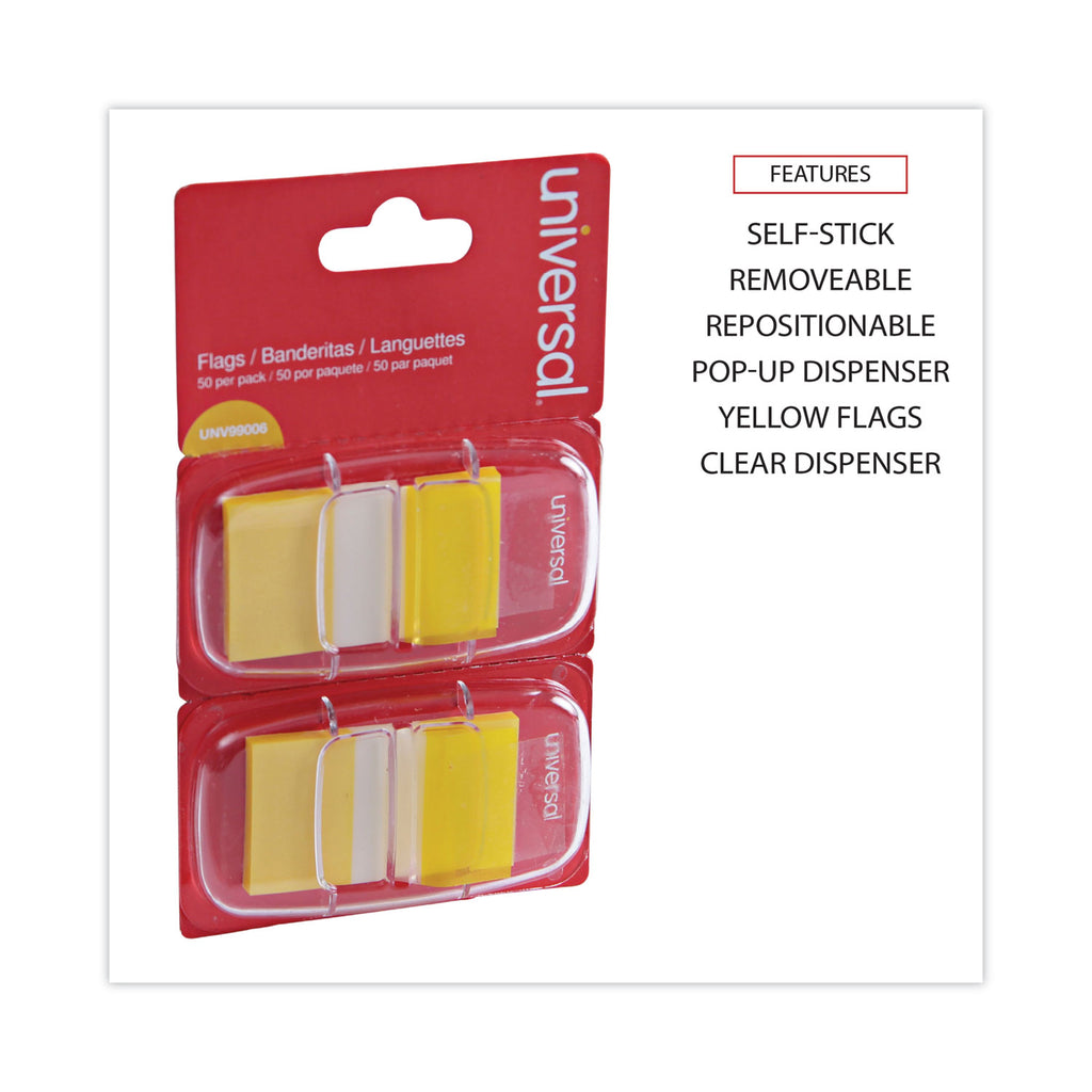 Page Flags, Yellow, 50 Flags/Dispenser, 2 Dispensers/Pack - 