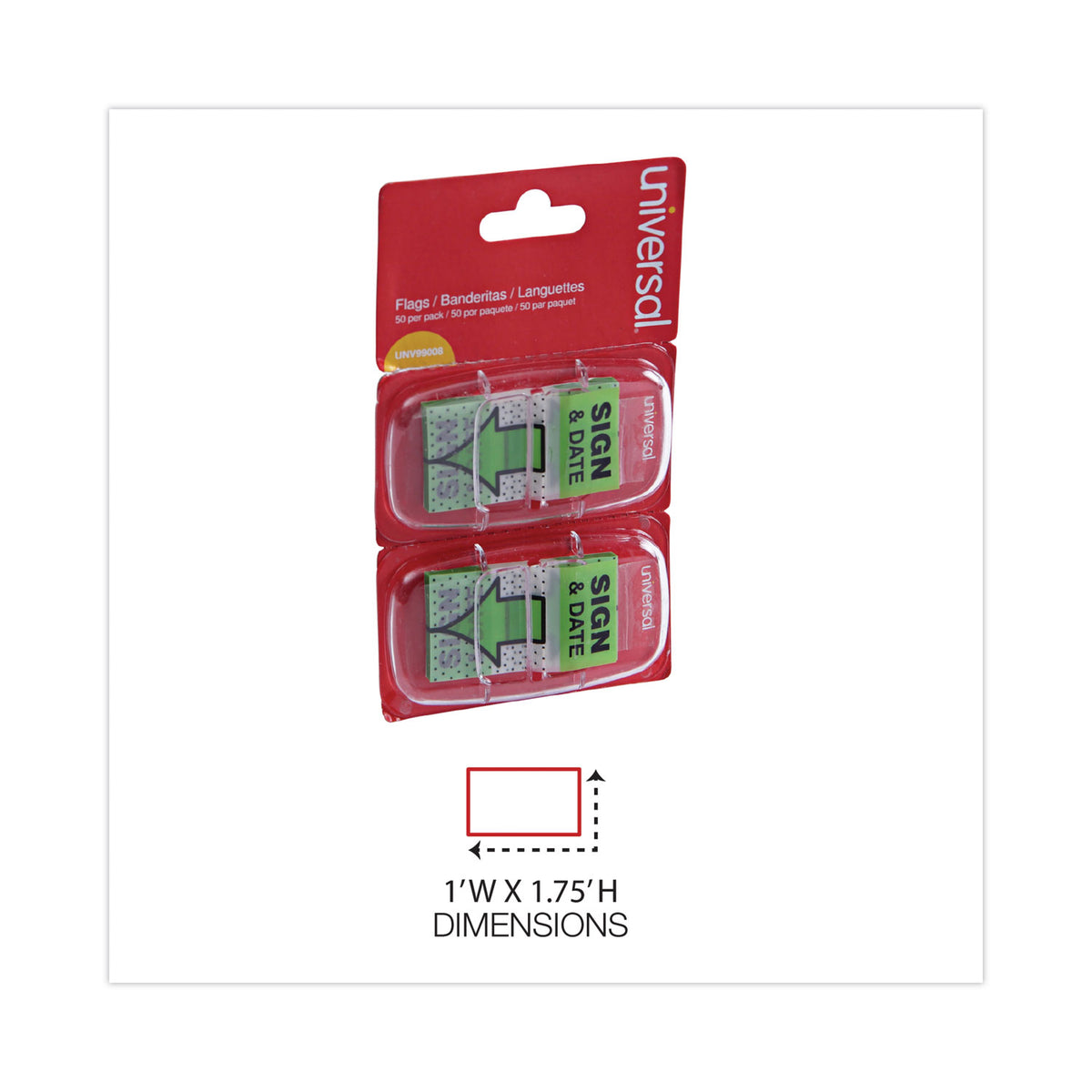 Deluxe Message Arrow Flags, "Sign and Date", Green, 100/Pack
