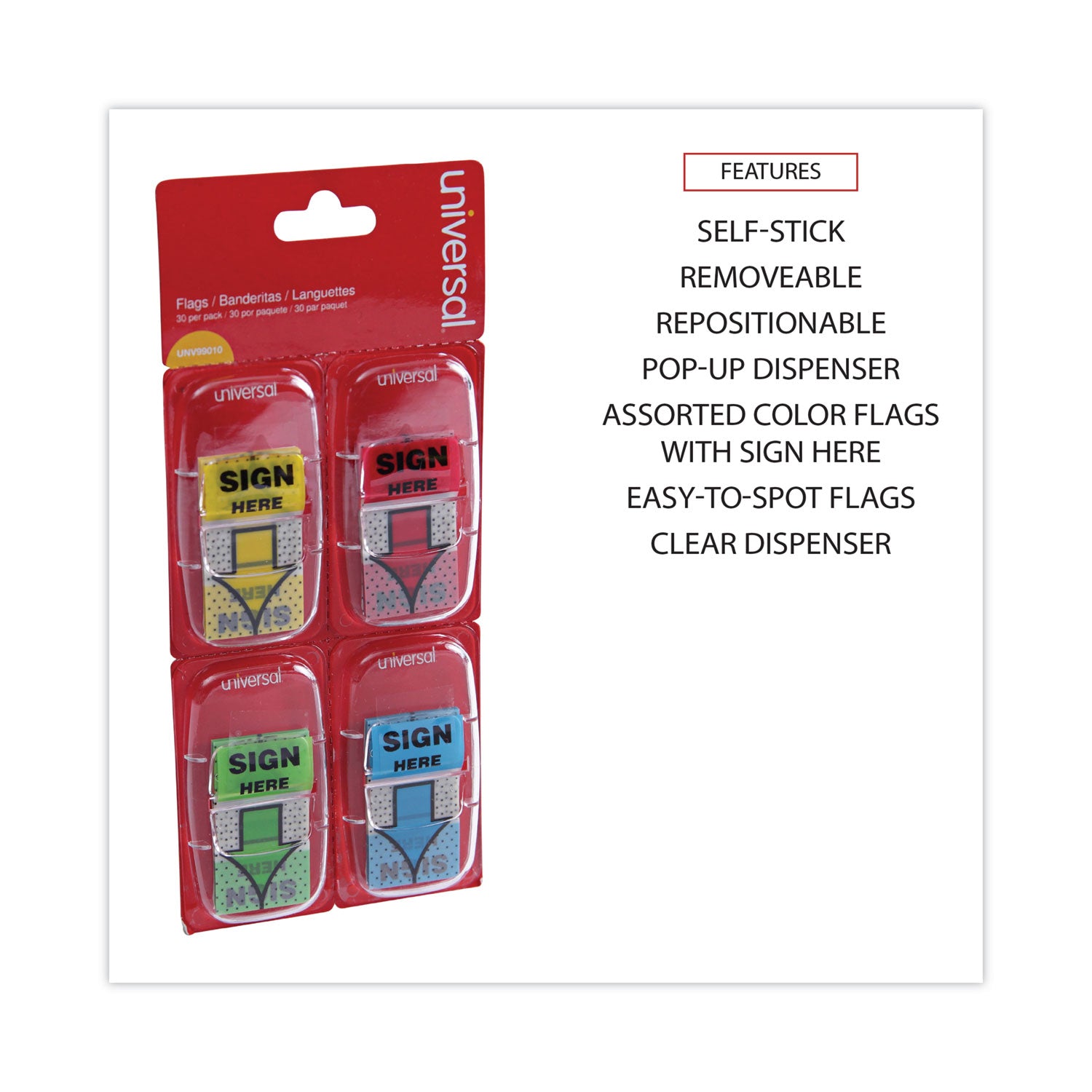 Deluxe Message Arrow Flags, "Sign Here", Assorted Colors, 120/Pack