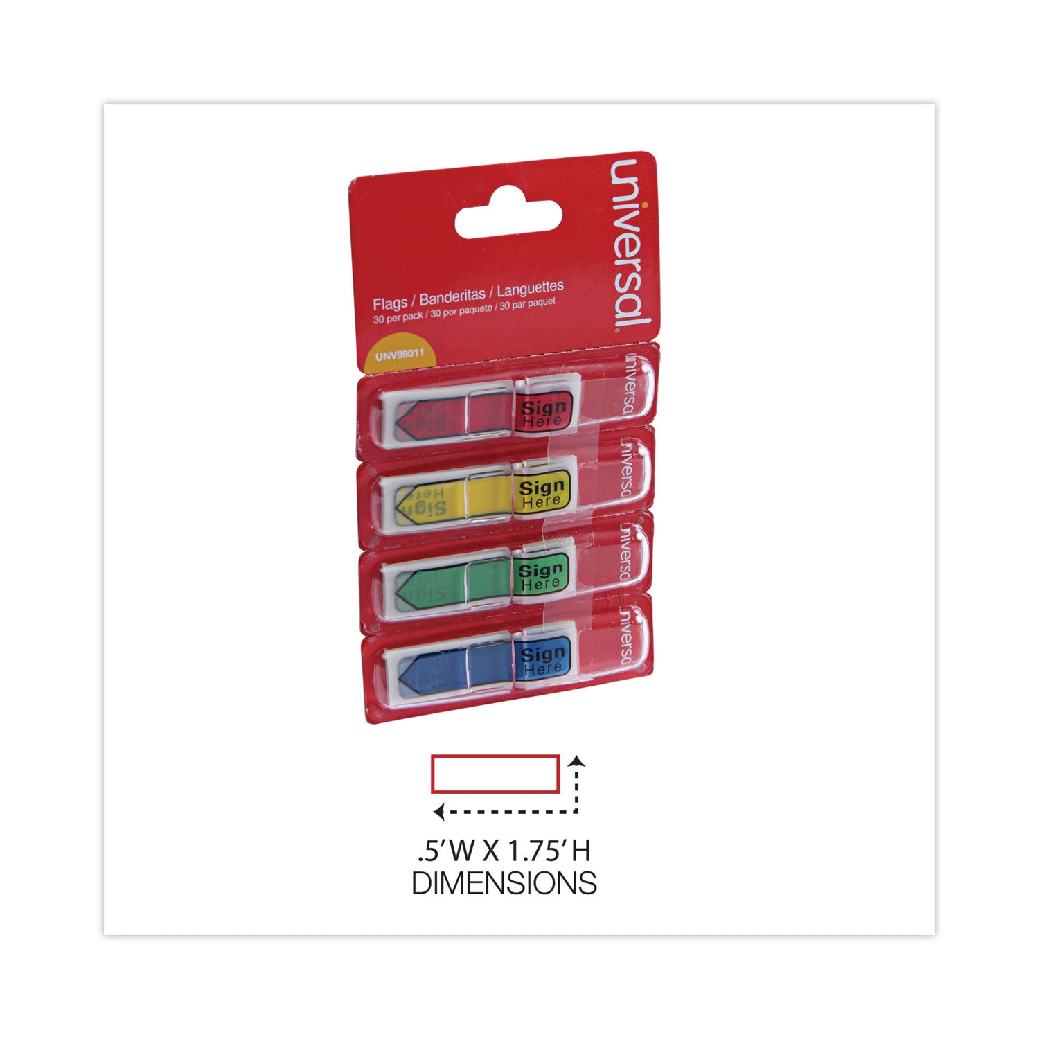 Deluxe Message Arrow Flags, "Sign Here", Assorted Colors, 120/Pack