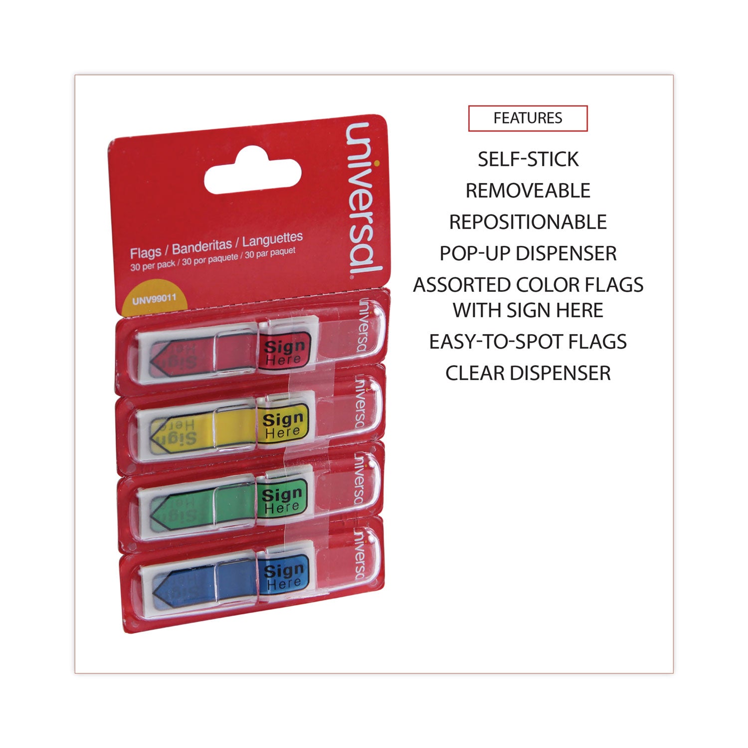 Deluxe Message Arrow Flags, "Sign Here", Assorted Colors, 120/Pack