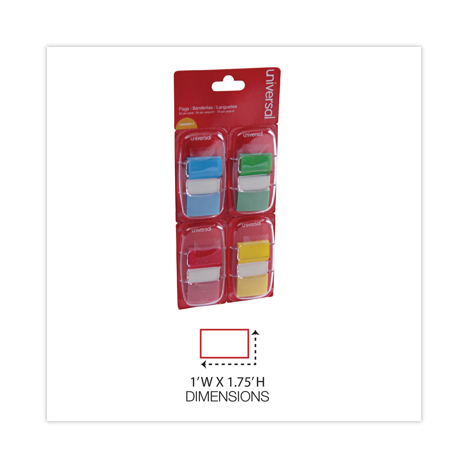 deluxe-pop-up-page-flags-1-x-175-four-assorted-colors-50-flags-dispenser-4-dispensers-pack_unv99012 - 2