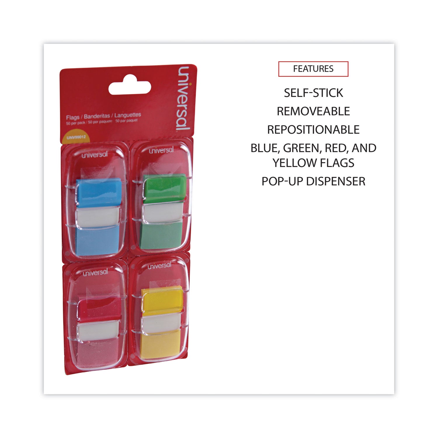 deluxe-pop-up-page-flags-1-x-175-four-assorted-colors-50-flags-dispenser-4-dispensers-pack_unv99012 - 3