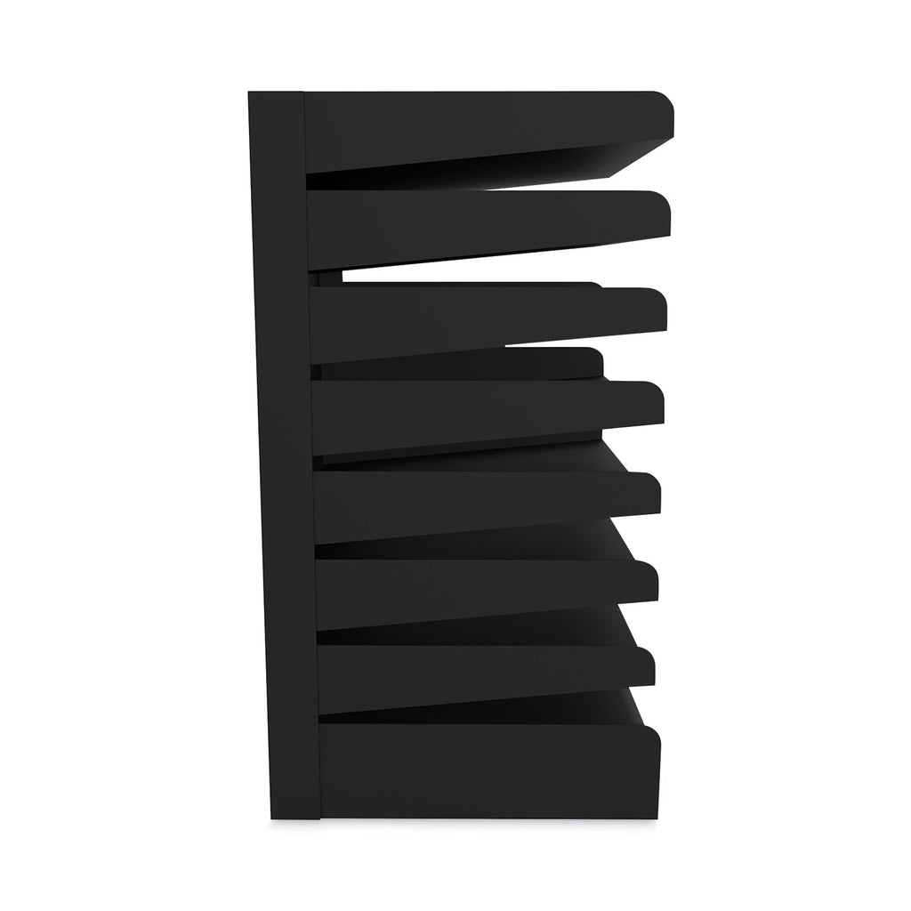 Safco Slanted Shelves Steel Desk Tray Sorter - 8 Tier(s)Desktop - Durable - Powder Coated - Black - Steel - 1 Each