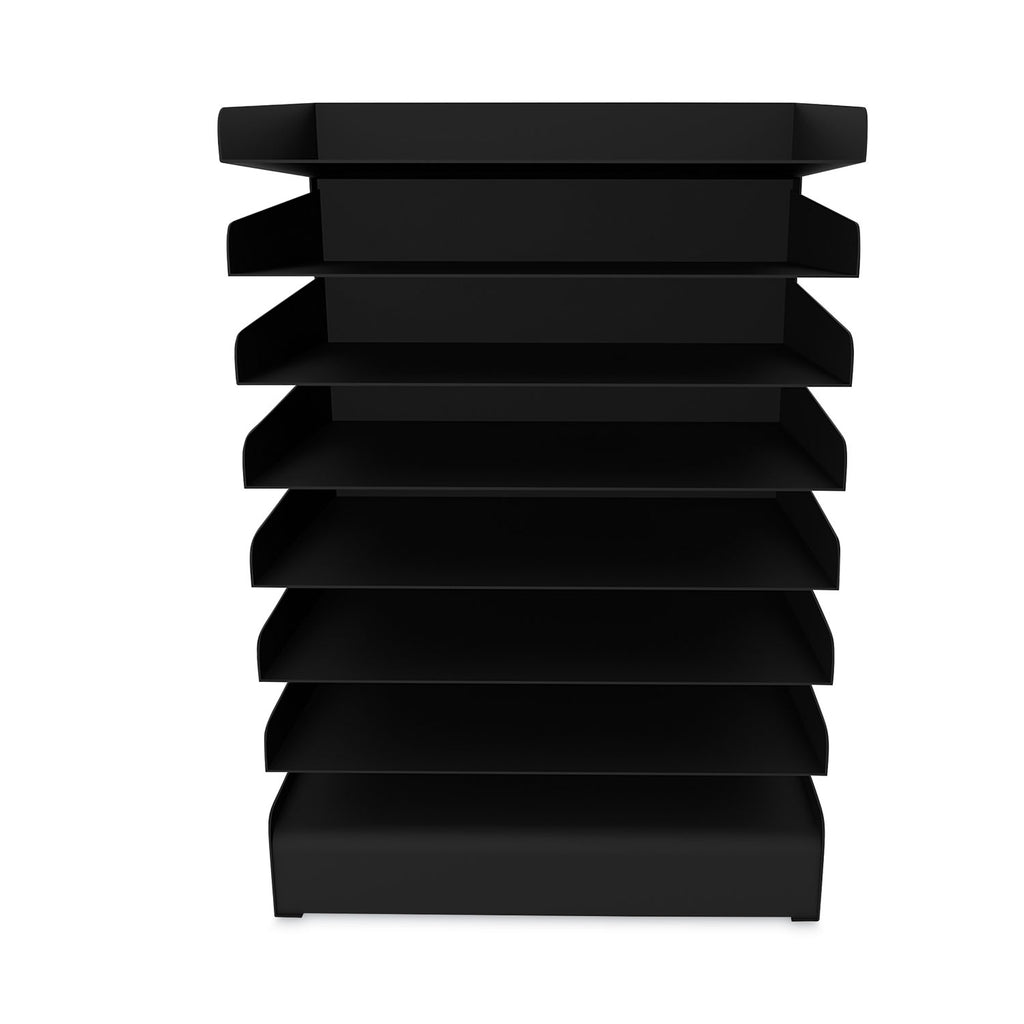 Safco Slanted Shelves Steel Desk Tray Sorter - 8 Tier(s)Desktop - Durable - Powder Coated - Black - Steel - 1 Each