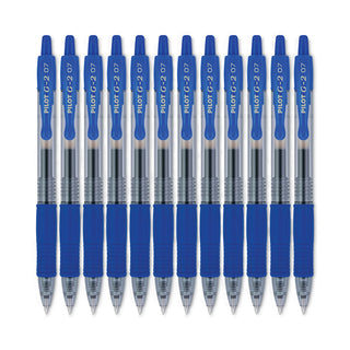 G2 Premium Gel Pen, Retractable, Fine 0.7 mm, Blue Ink, Smoke/Blue Barrel, 12/Pack