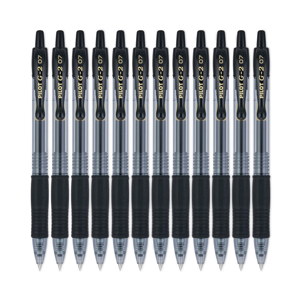 G2 Premium Gel Pen, Retractable, Fine 0.7 mm, Black Ink, Smoke/Black Barrel, Dozen