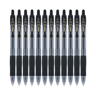 G2 Premium Gel Pen, Retractable, Fine 0.7 mm, Black Ink, Smoke/Black Barrel, Dozen
