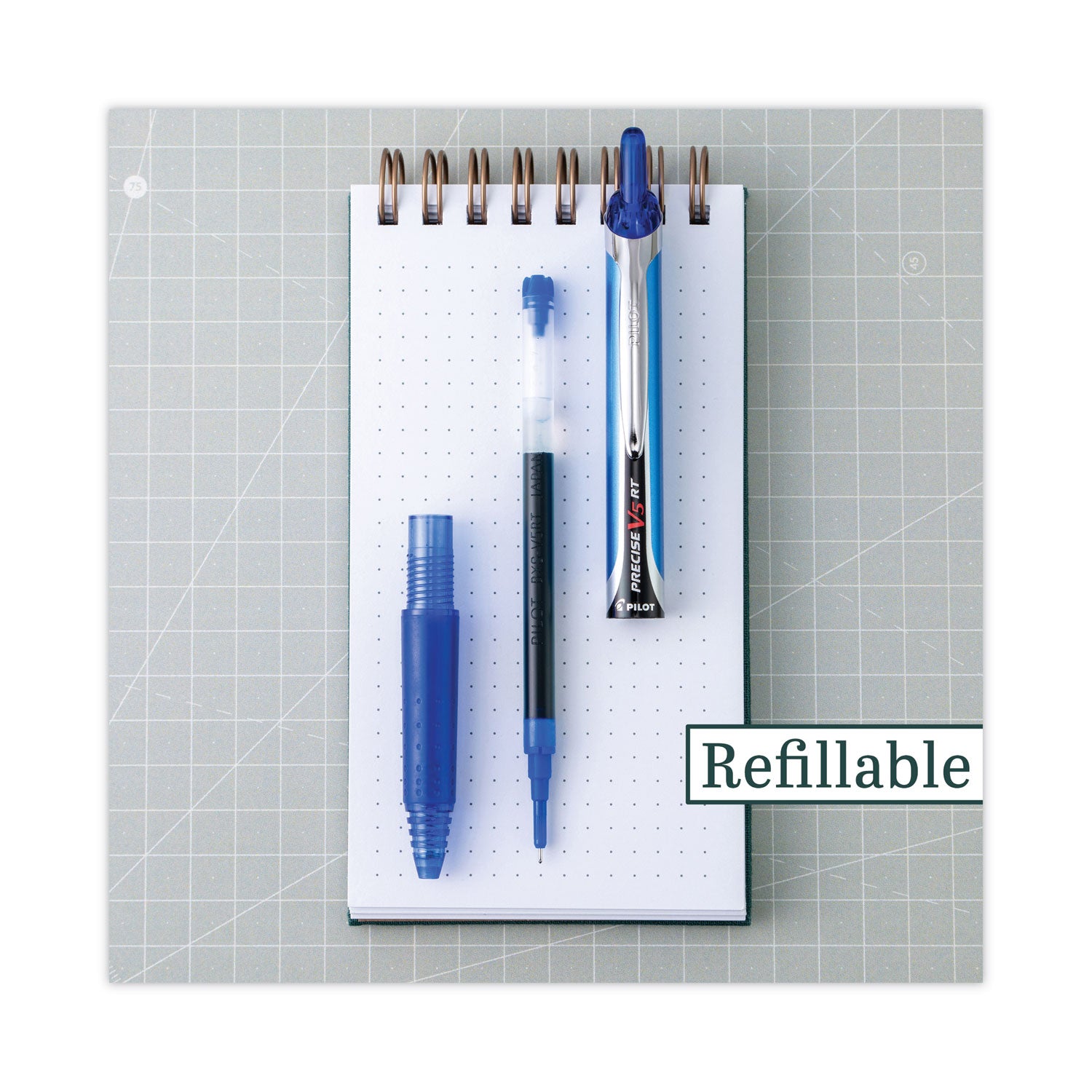 Precise V5RT Roller Ball Pen, Retractable, Extra-Fine 0.5 mm, Blue Ink, Blue Barrel