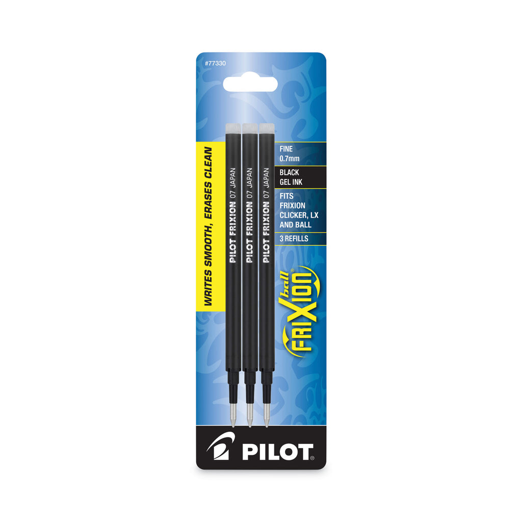 Refill for Pilot FriXion Erasable, FriXion Ball, FriXion Clicker and FriXion LX Gel Ink Pens, Fine Tip, Black Ink, 3/Pack