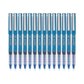 Precise V5 Roller Ball Pen, Stick, Extra-Fine 0.5 mm, Blue Ink, Blue/Clear Barrel, Dozen