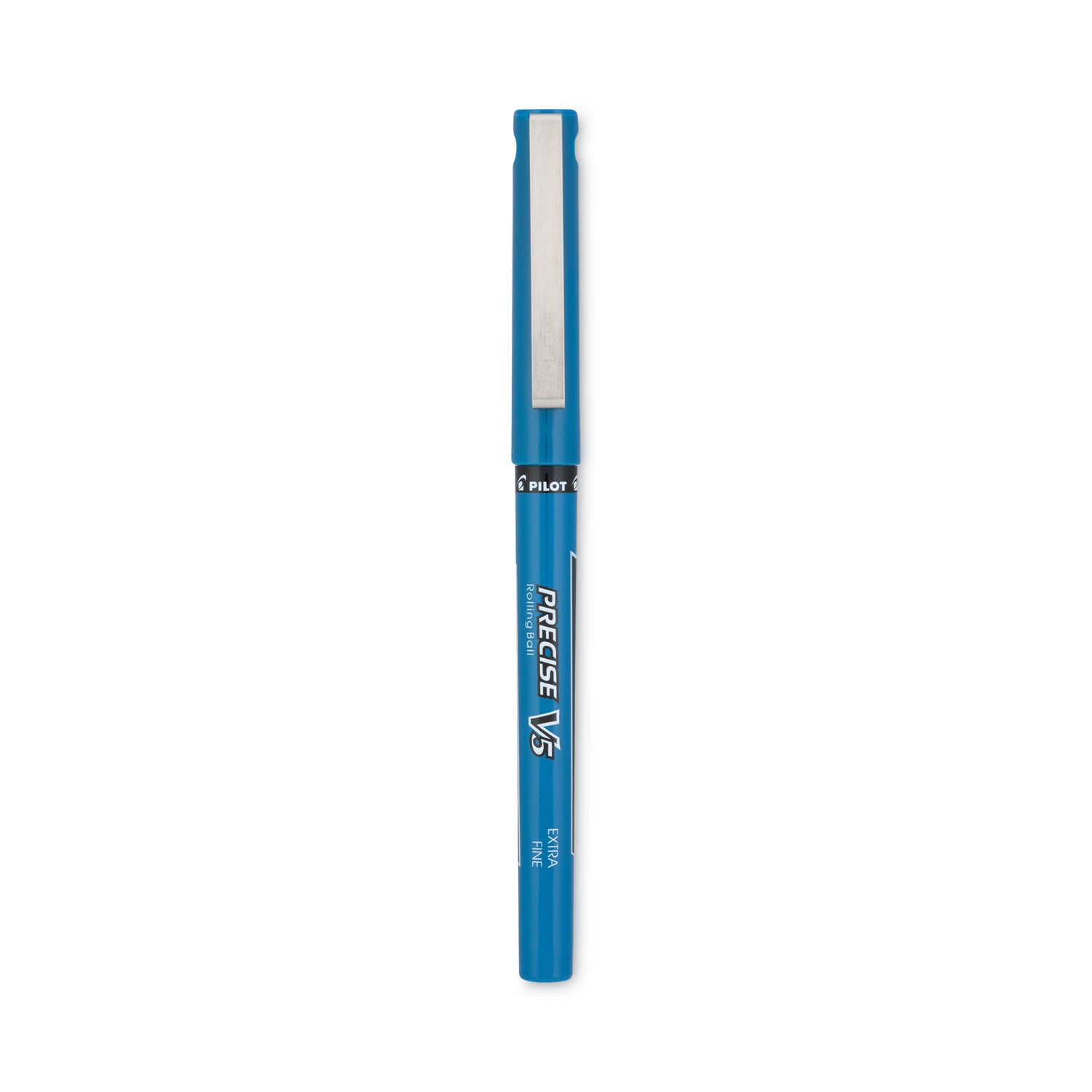 Precise V5 Roller Ball Pen, Stick, Extra-Fine 0.5 mm, Blue Ink, Blue/Clear Barrel, Dozen