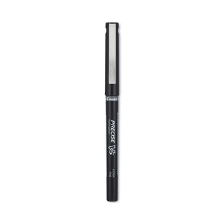 Precise V5 Roller Ball Pen, Stick, Extra-Fine 0.5 mm, Black Ink, Black/Clear Barrel, Dozen