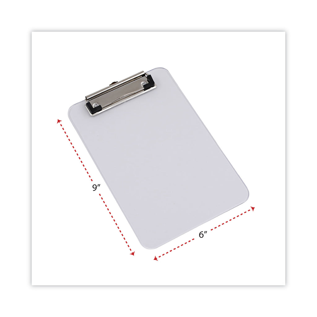Plastic Clipboard with Low Profile Clip, 0.5" Clip Capacity, Holds 5 x 8 Sheets, Clear