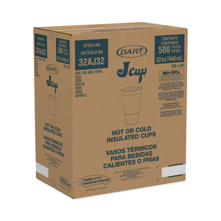 J Cup Insulated Foam Pedestal Cups, 32 oz, Printed, Teal/White, 25/Sleeve, 20 Sleeves/Carton