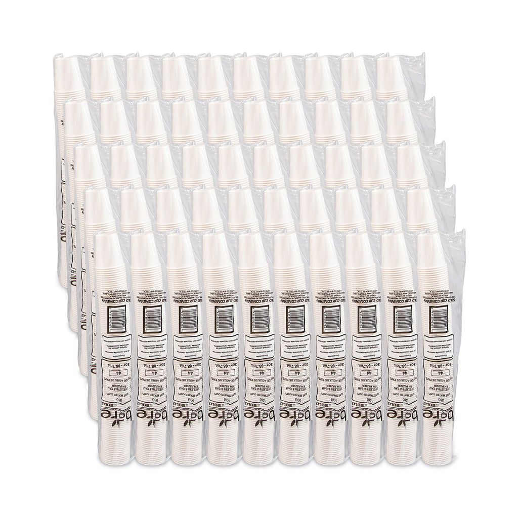 White Paper Water Cups, 3 oz, 100/Pack
