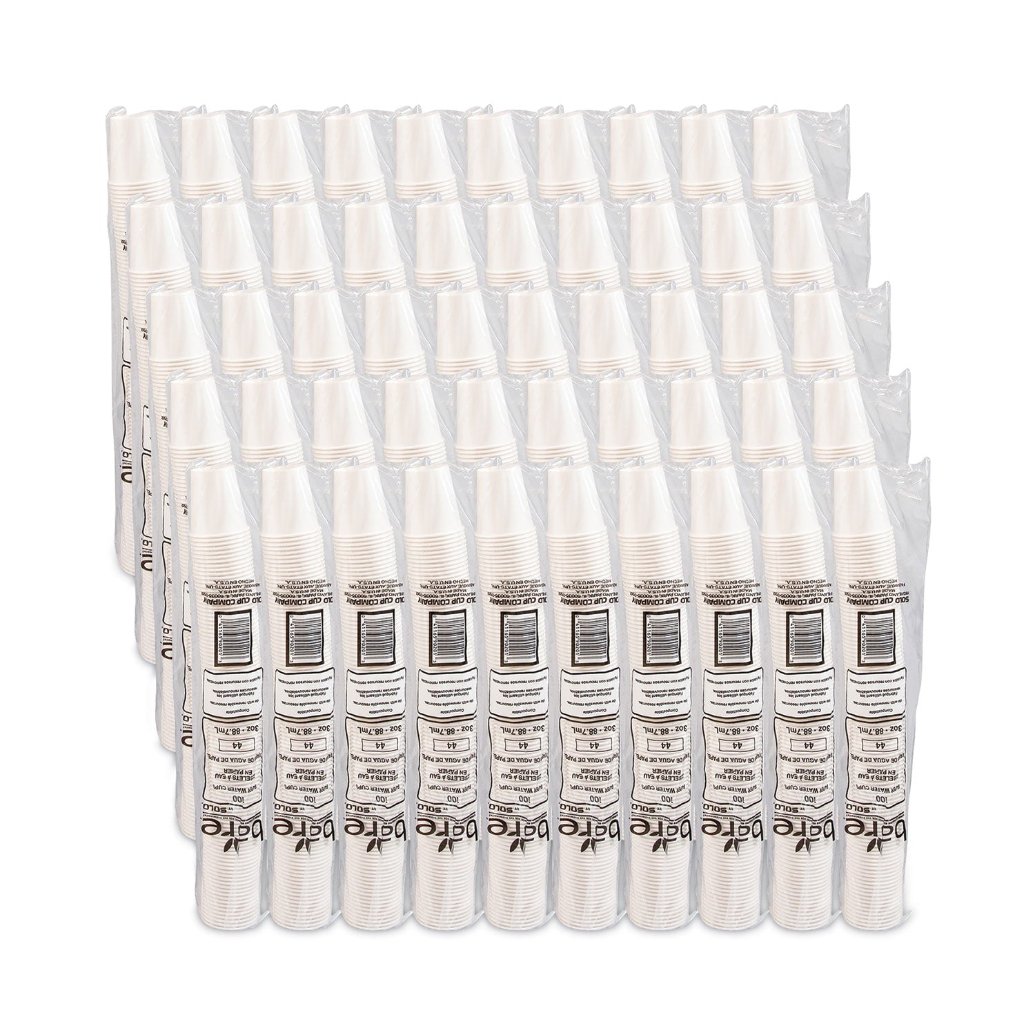 White Paper Water Cups, 3 oz, 100/Pack