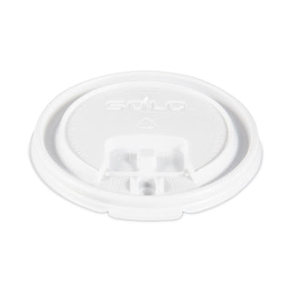 Lift Back and Lock Tab Lids for Paper Cups, Fits 8 oz Cups, White, 100/Sleeve, 10 Sleeves/Carton - 