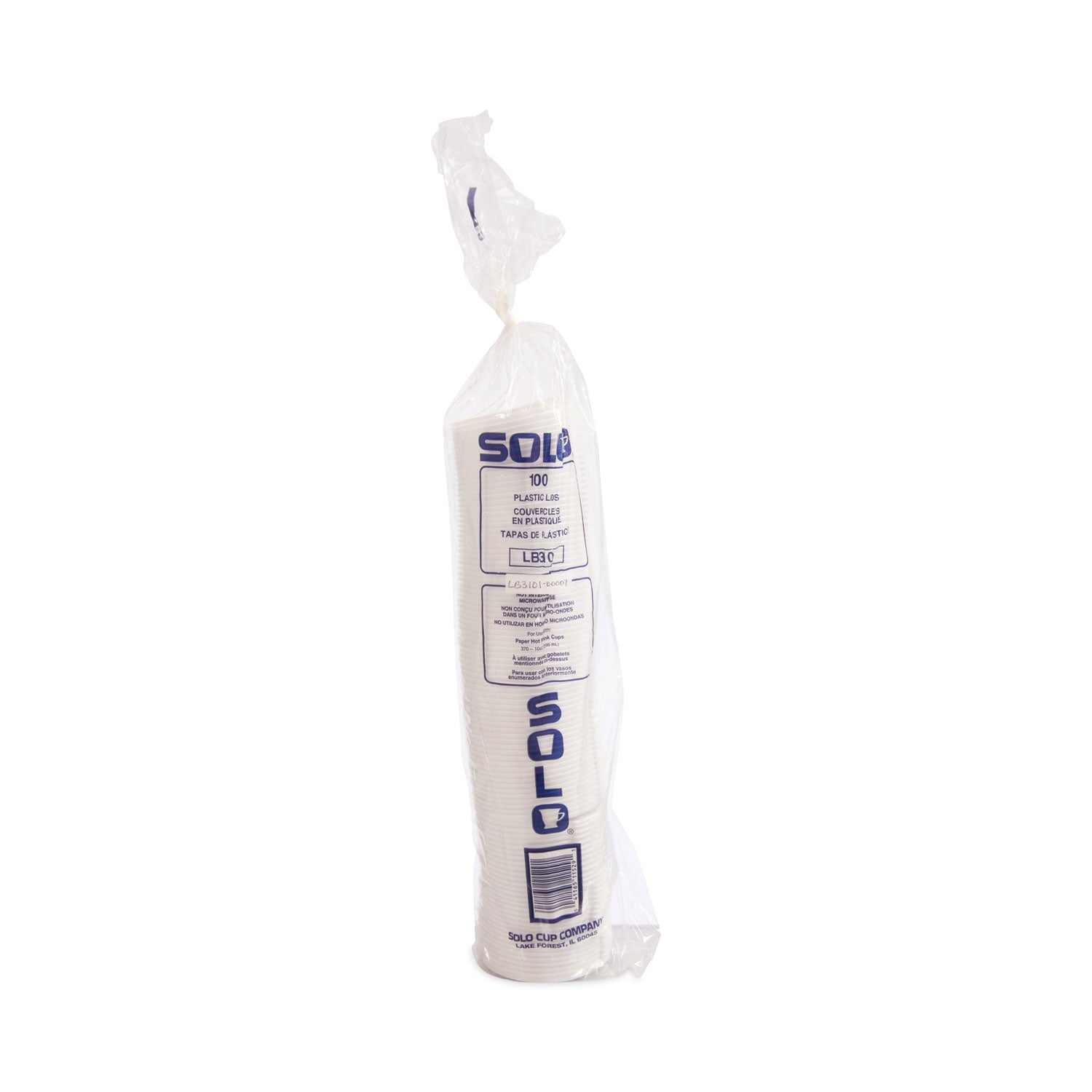 Lift Back and Lock Tab Lids for Paper Cups, Fits 10 oz Cups, White, 100/Sleeve, 10 Sleeves/Carton - 
