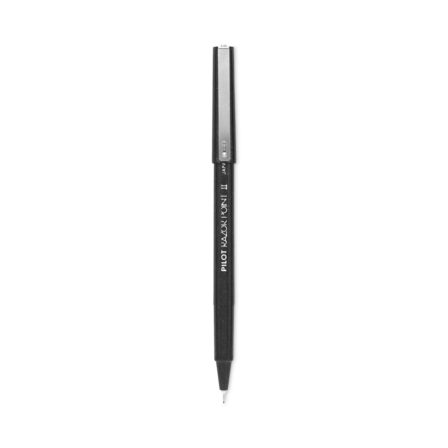 Razor Point II Super Fine Line Porous Point Pen, Stick, Ultra-Fine 0.2 mm, Black Ink, Black Barrel, Dozen - 