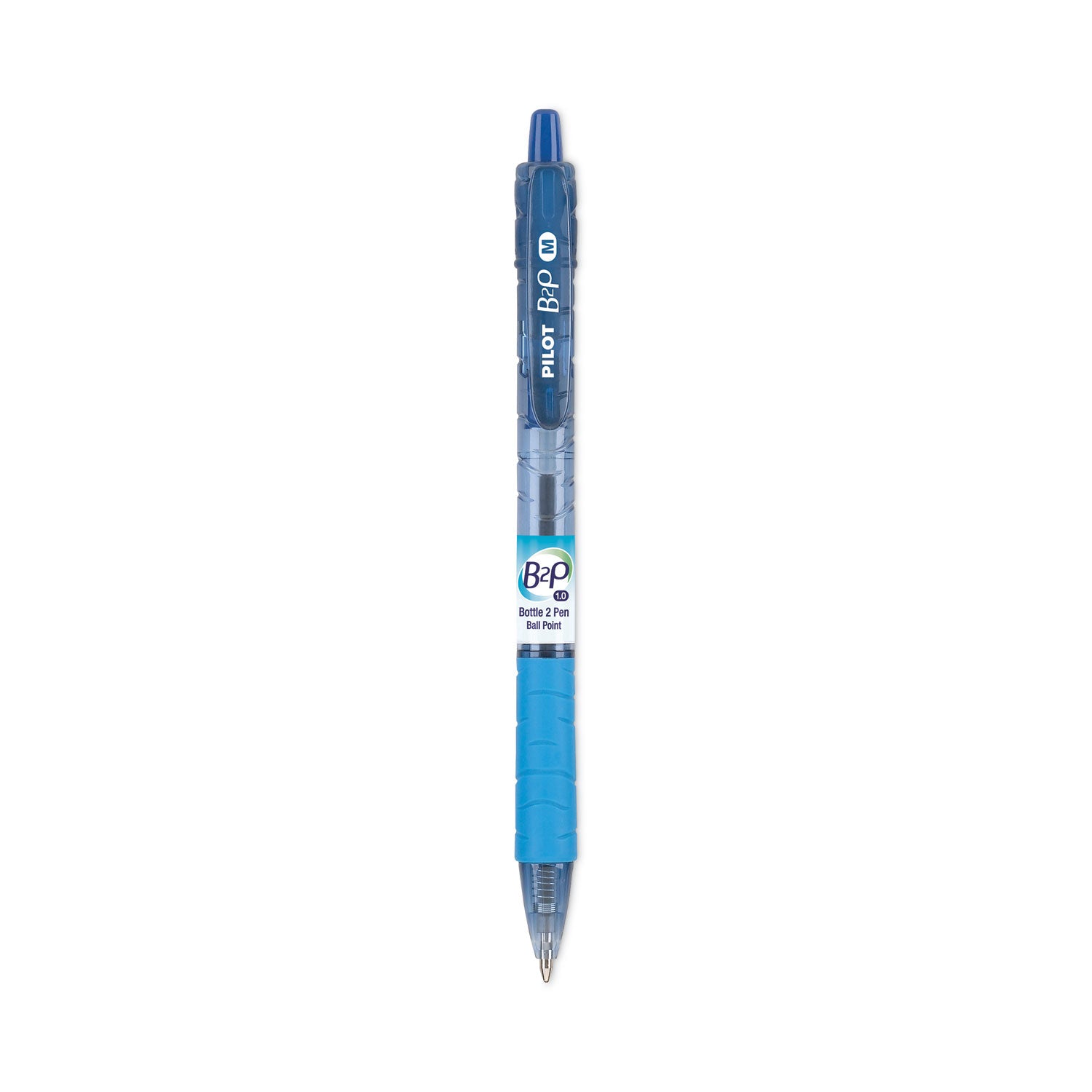 B2P Bottle-2-Pen Recycled Ballpoint Pen, Retractable, Medium 1 mm, Blue Ink, Translucent Blue Barrel, Dozen - 