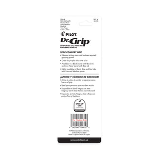 Dr. Grip Ballpoint Pen, Retractable, Medium 1 mm, Black Ink, Black Barrel
