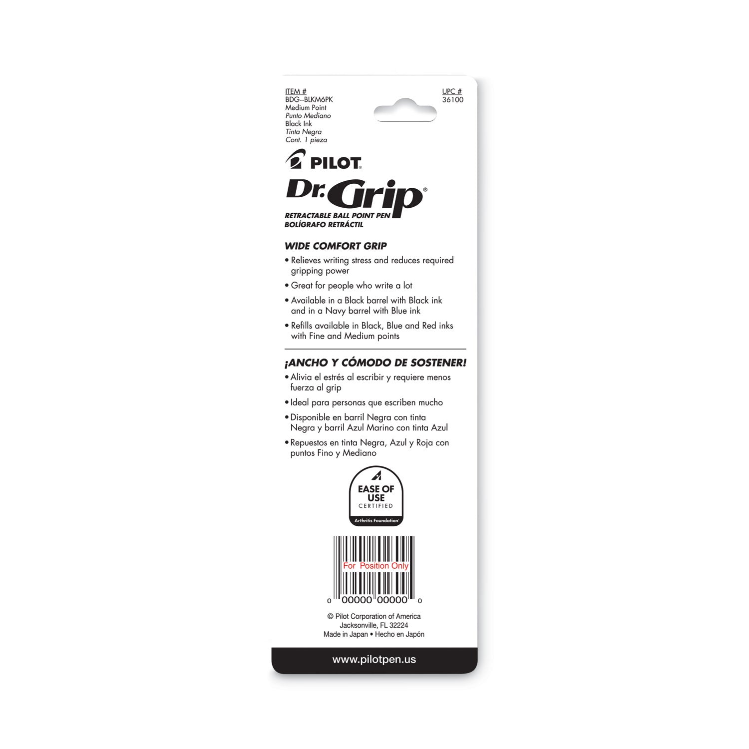 Dr. Grip Ballpoint Pen, Retractable, Medium 1 mm, Blue Ink, Navy Barrel