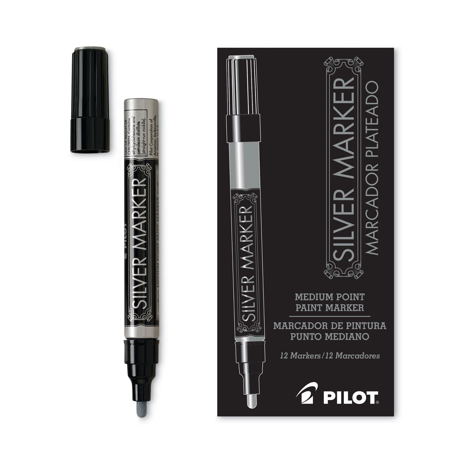 Creative Art and Crafts Marker, Medium Brush Tip, Silver - 